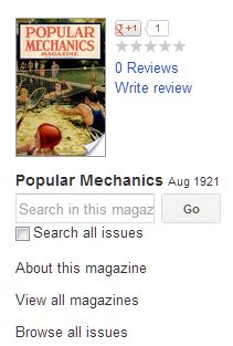 Popular Mechanics Search Options (same for each magazine)